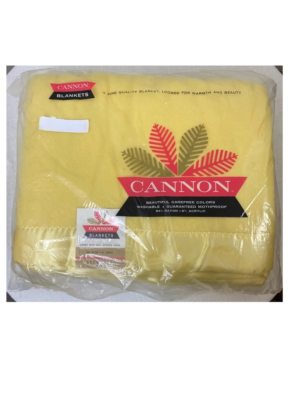 Vintage CANNON Brewster Blanket in Yellow - 72 x 90